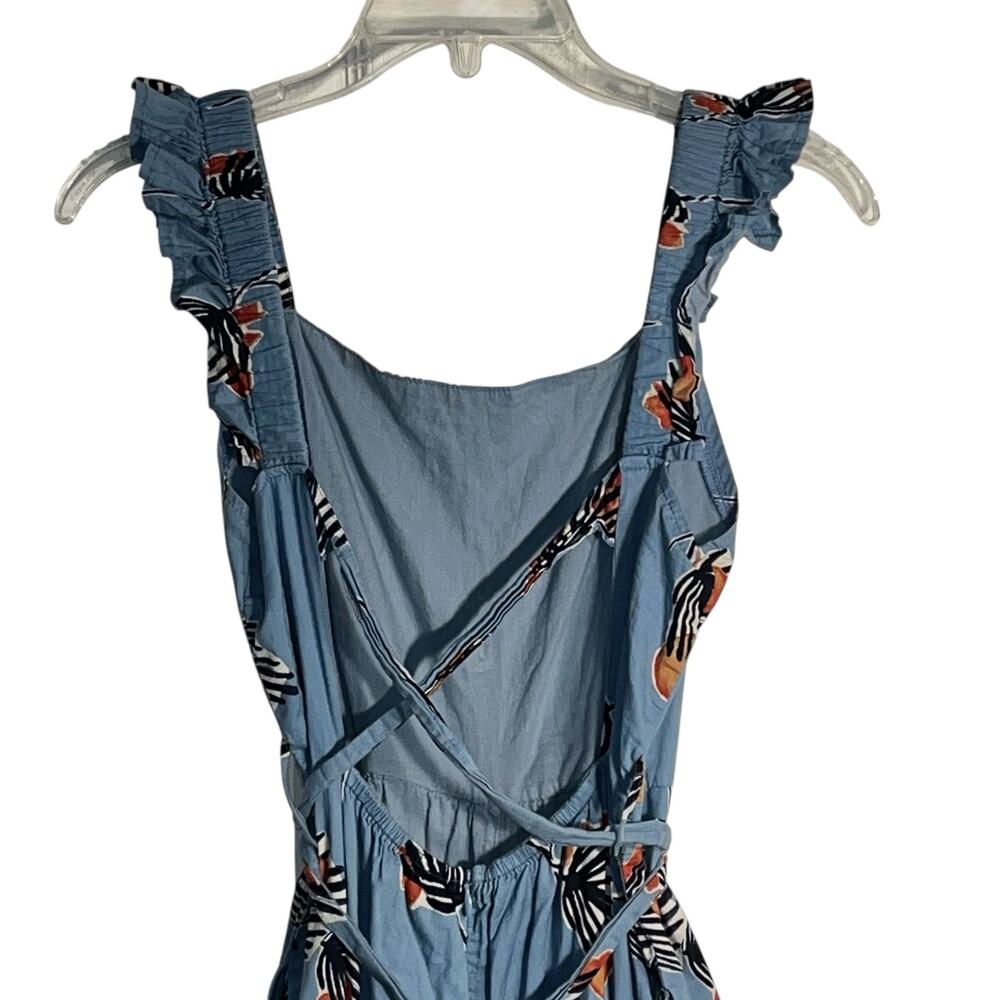 Bel Kazan Blue Floral Organic Cotton Wide Leg Jumpsuit – Size Small - Picture 5 of 11